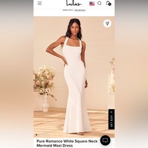 Lulus White Square Neck Fitted Dress